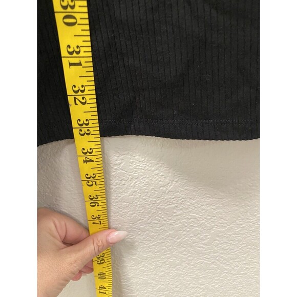 Reformation Jeans Black Ribbed Faux Wrap Midi Skirt Size XS - Picture 10 of 11